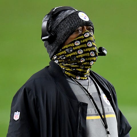 Pittsburgh Steelers head coach Mike Tomlin watches