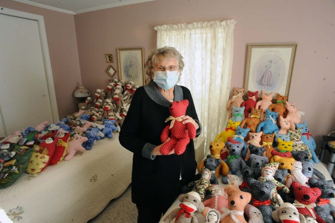 Beverly Bates, 92, of West Bridgewater, on Friday, Dec. 4, 2020, has been sewing dolls to donate to children in area hospitals for years now.