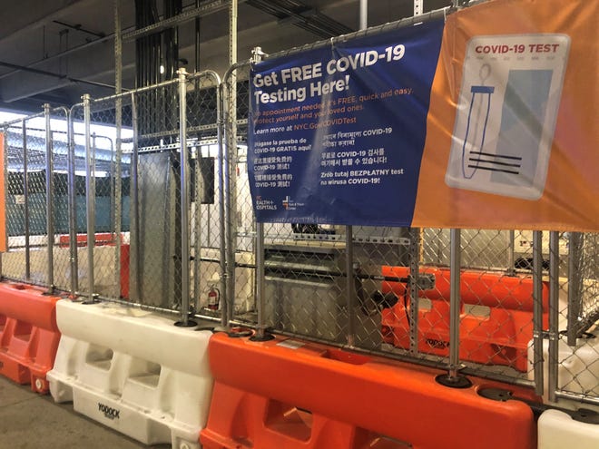 New York's LaGuardia Airport offers free rapid COVID-19 tests in a corner of a parking garage at Terminal B.
