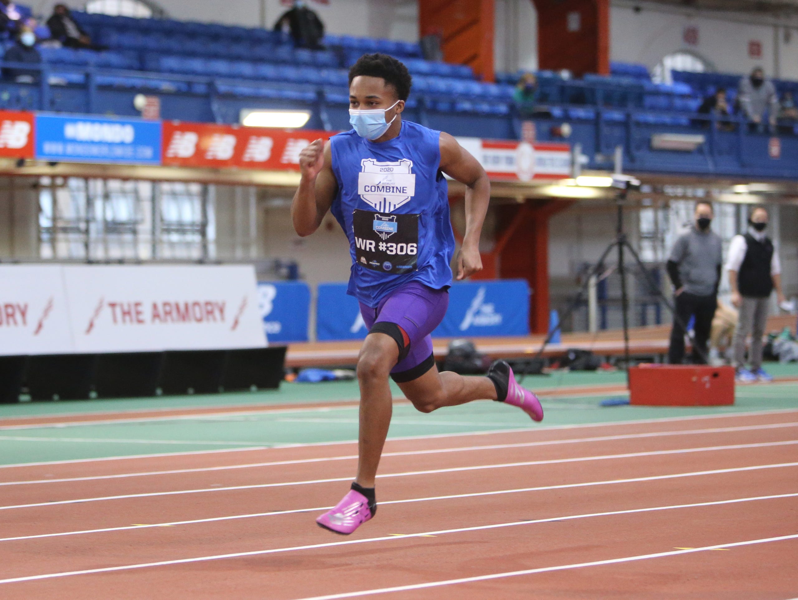 New Rochelle's Gary Phillips III takes part in The Armory Football Combine at The Armory Track & Field Center in New York on Saturday, December 5, 2020.