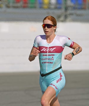 Paula Findlay races to win the Women's Challenge Daytona race at Daytona International Speedway, Sunday, Dec. 6, 2020.   
