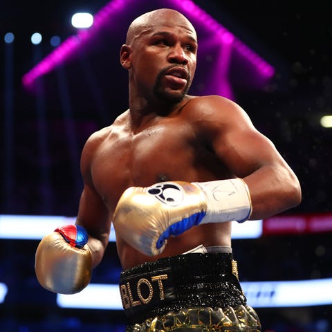 Floyd Mayweather during "The Money Fight" in 2017 