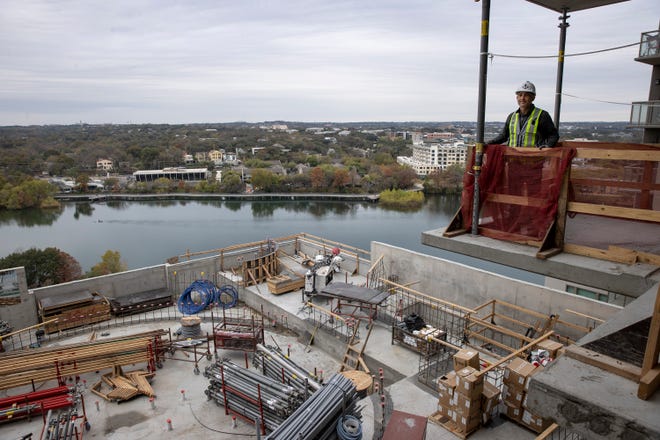 The 44 East Ave. project is under construction in Austin. The tower is adding to the ongoing growth boom in the Rainey Street District, which is along on downtown Austin's southeastern edge.