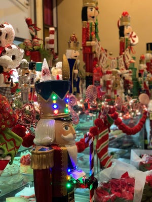 A gang of nutcrackers decorate the space at Candlewyck Diner.