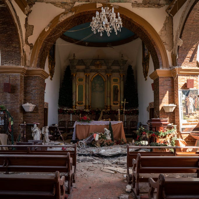 Parroquia Inmaculada Concepcion church was heavily damaged after a 6.4 earthquake hit just south of the island on January 7, 2020 in Guayanilla, Puerto Rico.