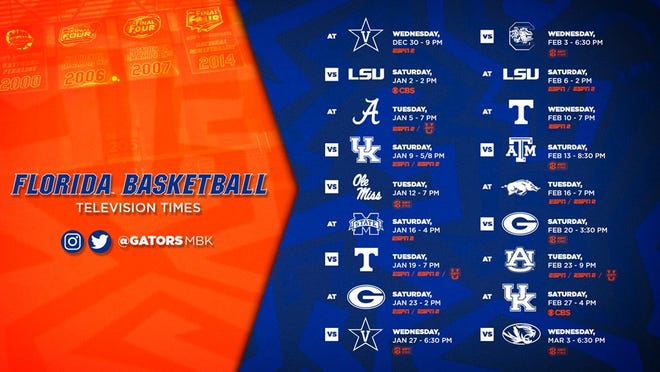 UF hoops TV slate