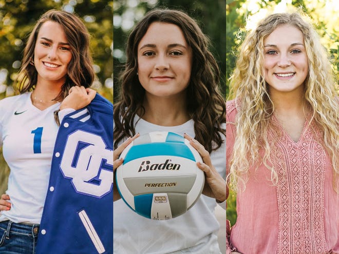 L-R: 2020 Miss Volleyball recipients Bergen Reilly, Abby Glanzer and Sydney Schell.