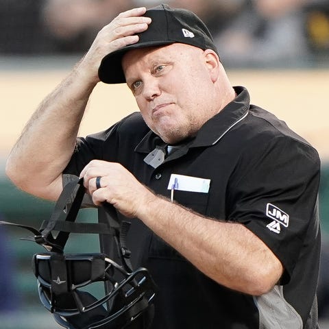 Umpire Brian O'Nora during a game between the Seat
