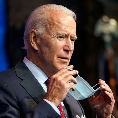 President-elect Joe Biden puts on his face mask af