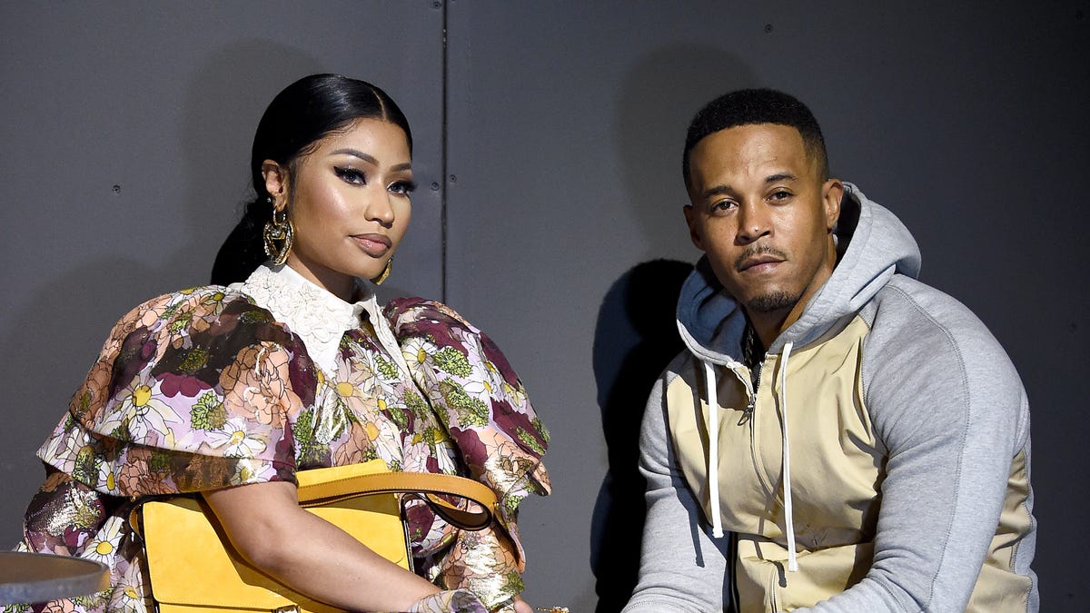 FILE - OCTOBER 01: Rapper Nicki Minaj and husband Kenneth Petty welcomed their first child together on September 30, 2020 in Los Angeles. NEW YORK, NEW YORK - FEBRUARY 12: Nicki Minaj and Kenneth Petty attend the Marc Jacobs Fall 2020 runway show during New York Fashion Week on February 12, 2020 in New York City. (Photo by Dimitrios Kambouris/Getty Images for Marc Jacobs) ORG XMIT: 775455142 ORIG FILE ID: 1205858060