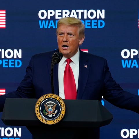 President Donald Trump speaks during an "Operation