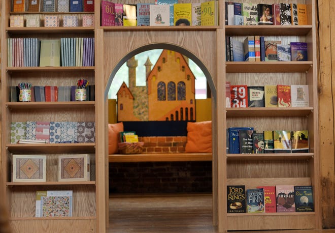 A small doorway leads to the children's section at TidePool Bookshop at 372 Chandler St.
