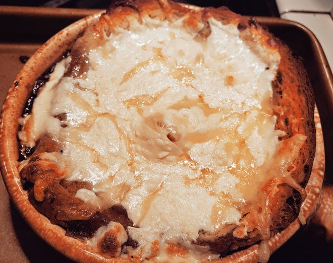Crocks of French Onion Soup aren't just delicious, they make a special occasion meal at home.