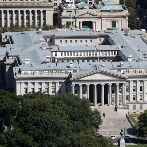 The U.S. Treasury Department building viewed from 
