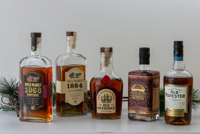 Onkel Nearest 1856 Premium Whiskey, Onkel Nearest 1884 Small Batch Whiskey, Old Overholt Straight Rye Whiskey, New Liberty Bloody Metzger Bourbon Whiskey, and Old Forester Kentucky Straight Bourbon Whiskey. Writer Craig LaBan's annual vacation whiskey list.