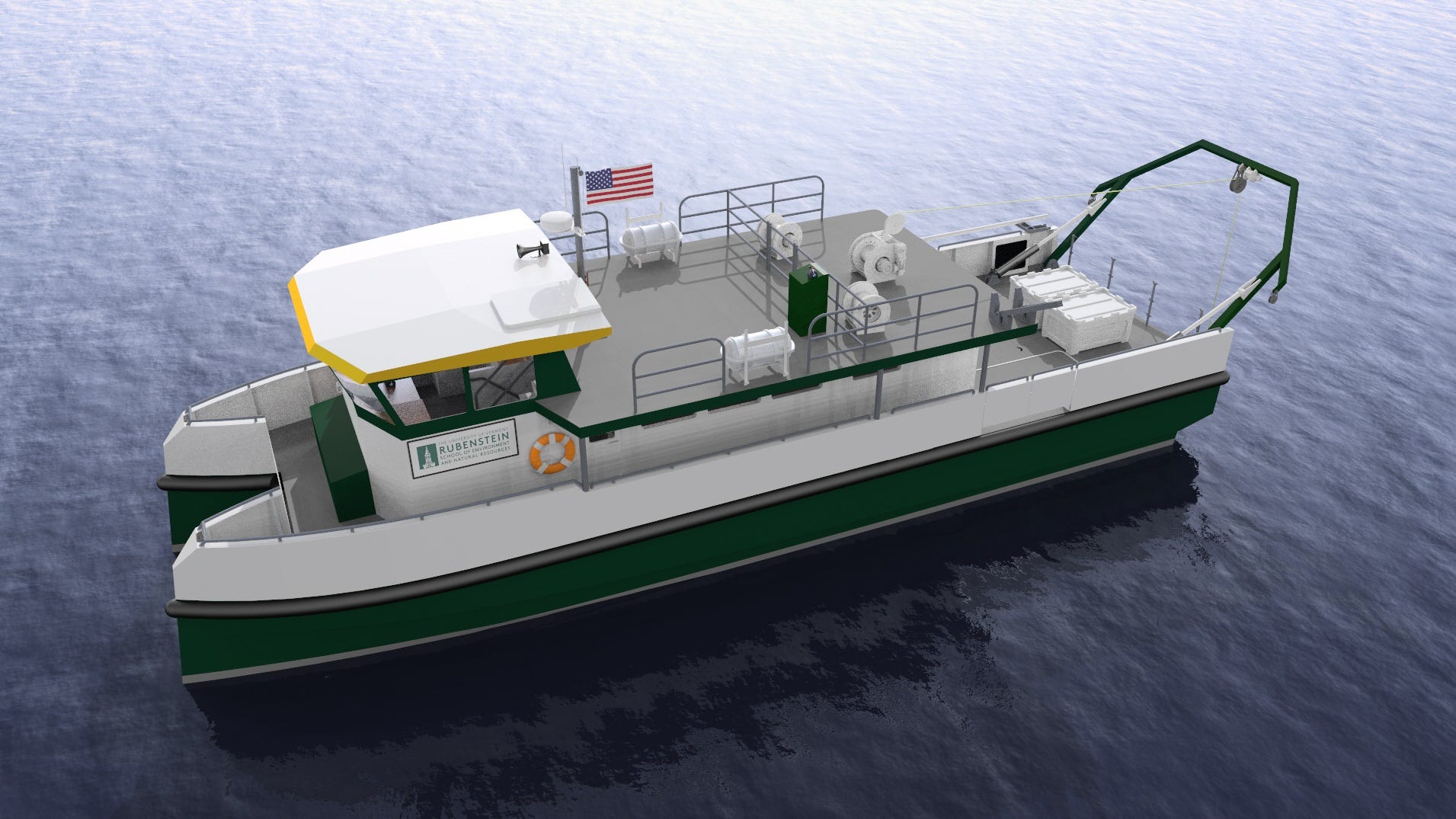 Hybrid boat 3.9M UVM research vehicle features diesel/electric power