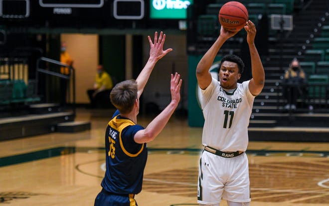 Dischon Thomas, shown in a game last season, started at center in CSU's exhibition win Sunday against Adams State.