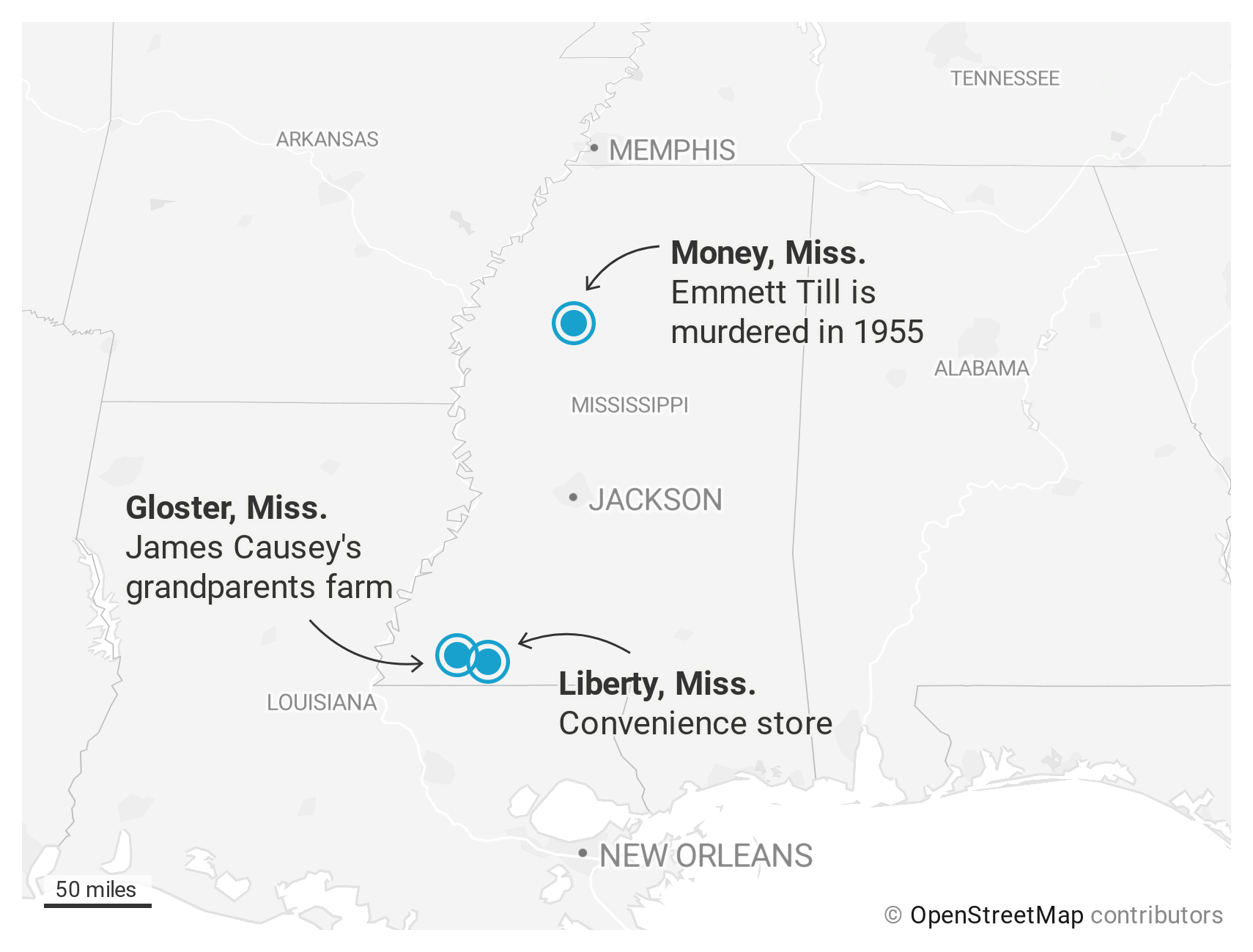 James E. Causey's grandparents lived in Gloster, Miss.