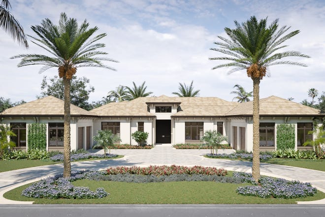 Artists’ rendering of the front of Diamond Custom Homes’ first spec home on Rum Row in Port Royal.