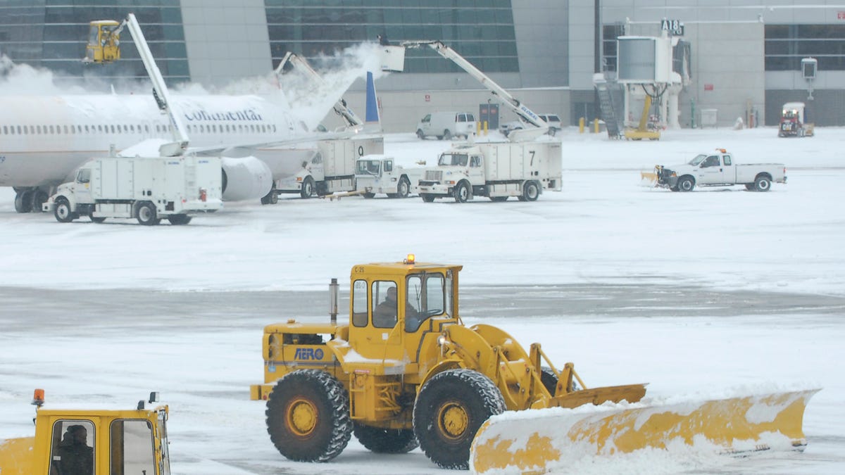 De-icing trucks and snow plows will be busy at airports in Boston, New York and Philadelphia, which could see up to a foot more more of snow.