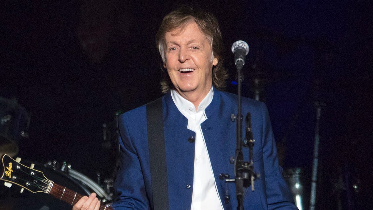 FILE - In this Monday, July 10, 2017 file photo, Paul McCartney performs at Amalie Arena in Tampa, Fla. USA. Paul McCartney has snagged the coveted Saturday-night headline slot at Glastonbury next year as the British music festival celebrates its 50th birthday. Festival organizers confirmed Monday, Nov. 18, 2019 that the former Beatle will perform on the main Pyramid Stage on June 27. (AP Photo/Scott Audette, file) ORG XMIT: LLT112
