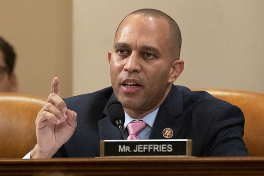 Rep. Hakeem Jeffries, D-N.Y., delivers an opening statement during committee debate on the articles of impeachment against President Donald Trump.