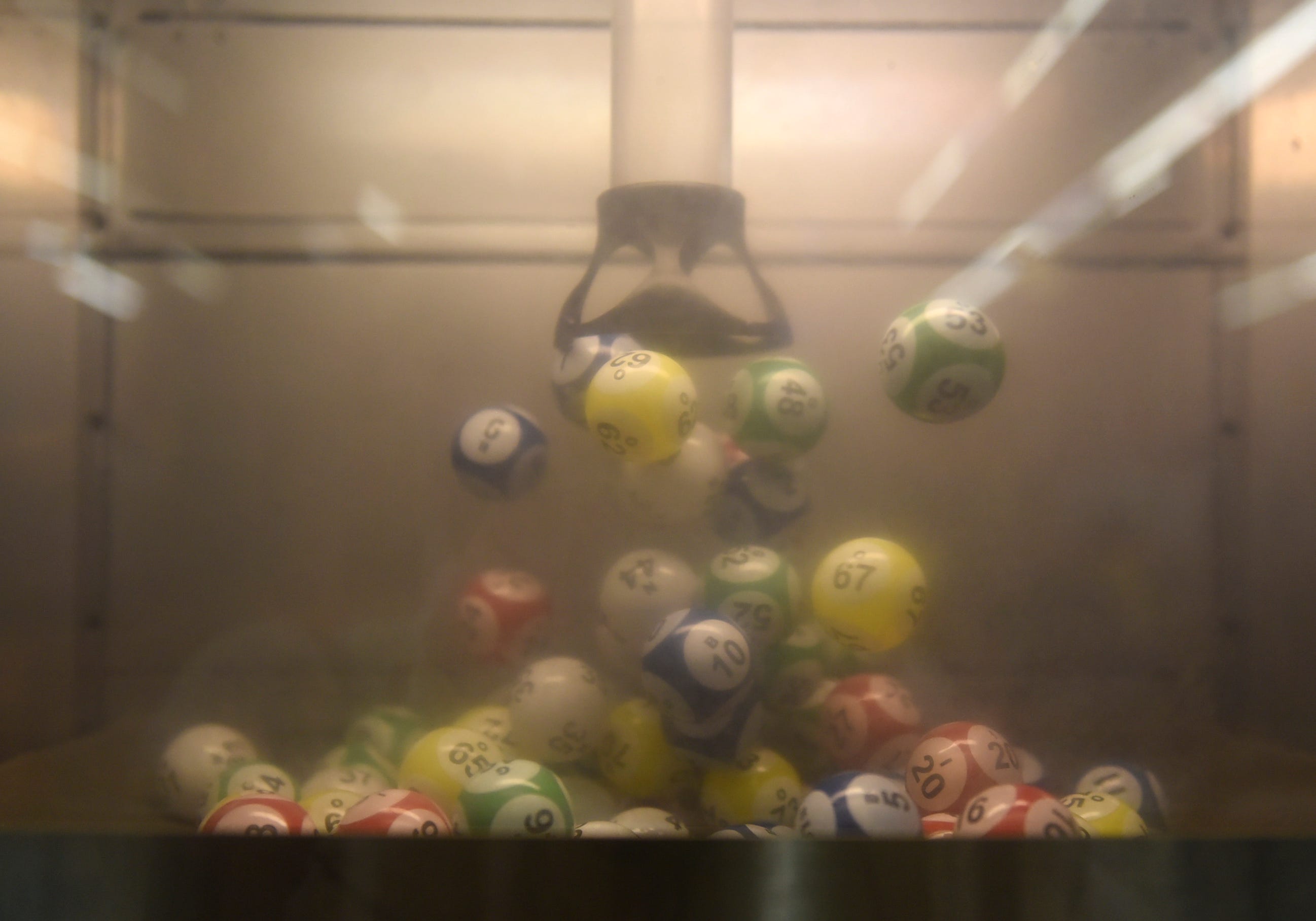 Bingo balls are seen in the blower at El Mercado bingo hall on Dec. 2. The hall is open seven days a week.