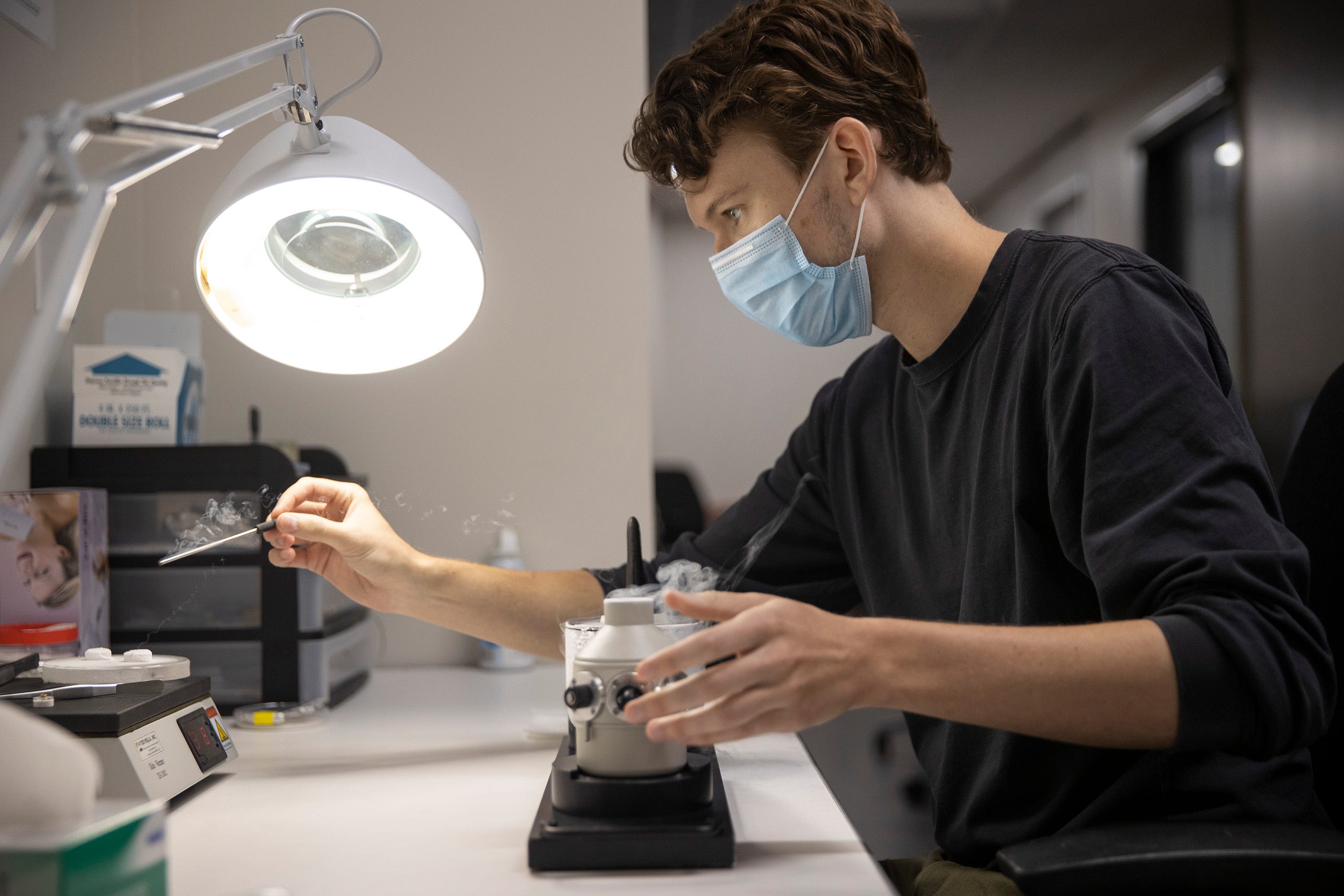 UT graduate student Daniel Wrapp works with a viral sample at UT on Thursday August 6, 2020.  Wrapp and associate professor Jason McLellan led the mapping of a portion of the coronavirus that is now being used by four of the major vaccine companies in a race to develop a vaccine against the coronavirus.