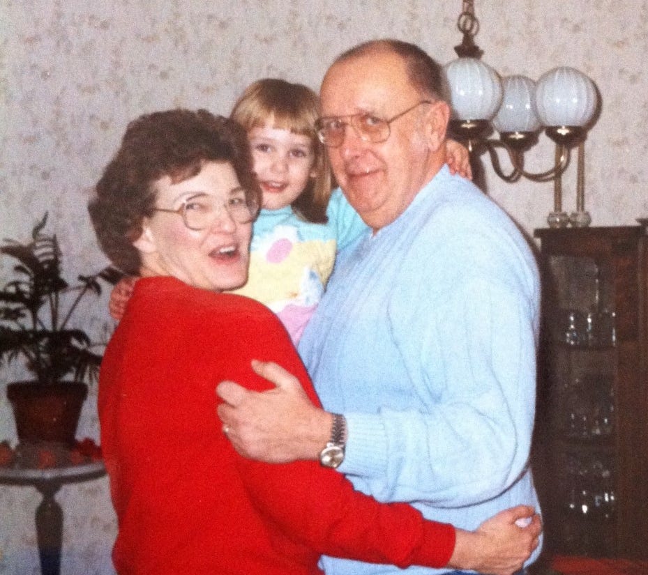 Lauren Kissinger was 12 years old when her maternal grandparents helped her escape custody of an abusive parent. Her grandmother, Betty Adkins, pictured here with her late husband, passed away from COVID-19 complications. Adkins had been living in a memory care facility in Bartlett.