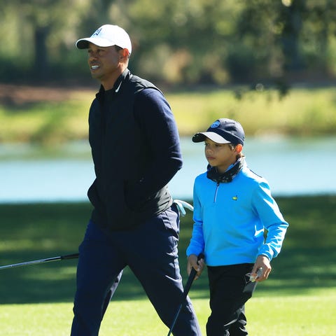 Tiger Woods and his son/playing partner Charlie Wo