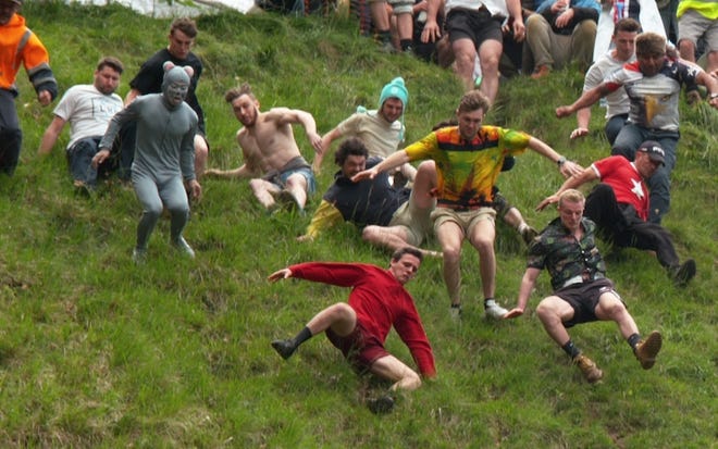 The Netflix show "We Are the Champions" features an episode about a British race where participants run down a large hill in chase of a wheel of cheese.