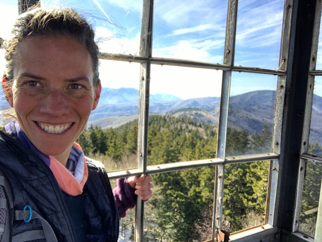 Jennifer Pharr Davis, who leads an outdoor outfitter shop and hiking guide business, Blue Ridge Hiking Co., hiked to the Mount Sterling Fire Tower in Great Smoky Mountains National Park recently.