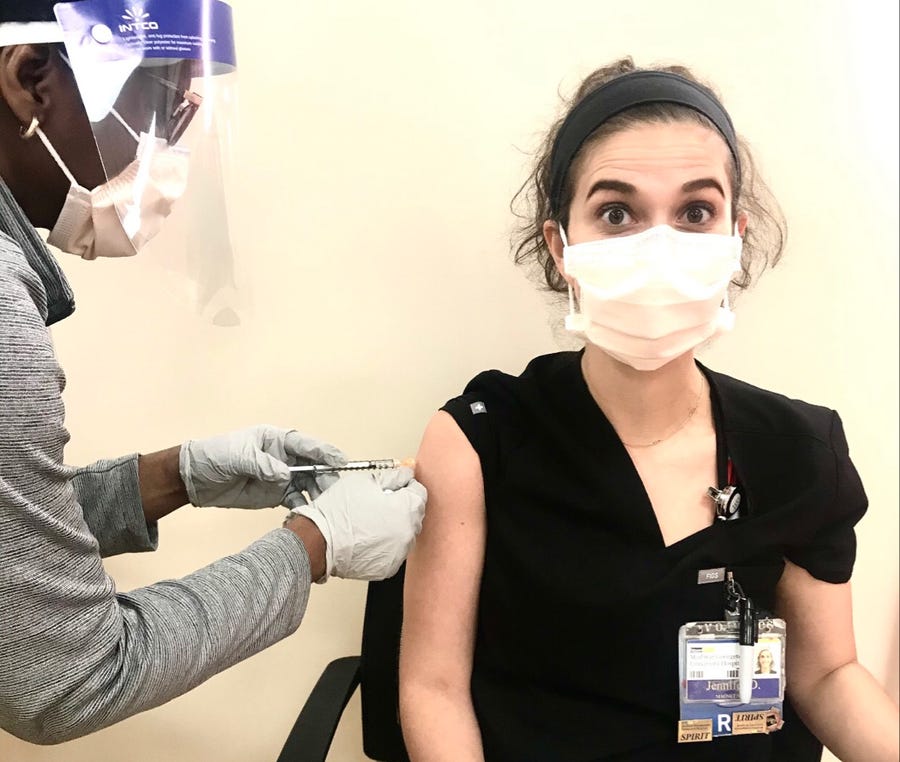 The COVID-19 vaccine is "a small but powerful dose of hope" for Jennifer Deutsch, a nurse in Washington.