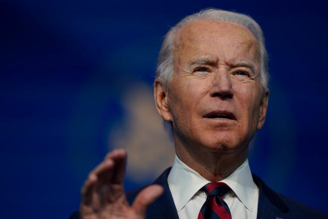 President-elect Joe Biden speaks at The Queen Theater in Wilmington Delaware, Saturday, Dec. 19, 2020, to announce climate and energy nominees and appointees.