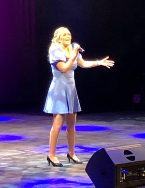 Broken Leg Theater soloist Catherine McMullan performs on the Jimmy Dean Theater stage at the Perkinson Center in Chester on Dec. 12, 2020.