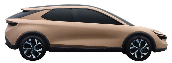 A design renderings of the all-electric SUV that was considered before Mach-E became a member of the Mustang family.