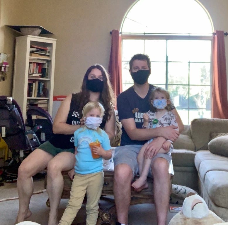 The McMillans of Palm Springs wear masks to slow the spread of COVID-19.