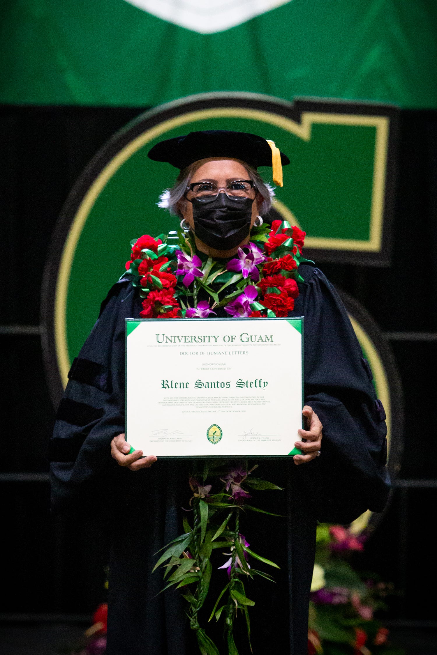 Rlene S. Steffy, one of the leading oral history practitioners in the region, received an honorary Doctor of Humane Letters degree from the University of Guam Board of Regents during the commencement ceremony in December 2020.