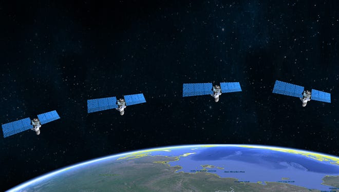 This artist's rendering depicts the four L3Harris Technologies Inc. tracking satellites that the company will deploy as part of a $193 million contract with the Space Development Agency.
