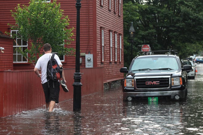 A fast-moving storm in July brought flooding, damage and power outages across parts of Newport County, Rhode Island. It caused severe flooding at a number of businesses, the Newport Public Library and the Newport police station.