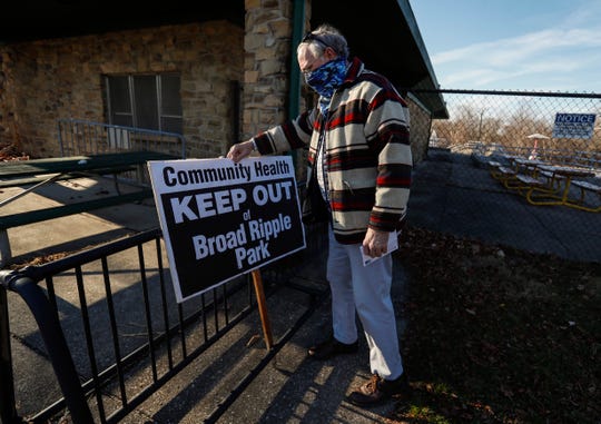 Broad Ripple resident, Clarke Kahlo, opposes the plans to tear down The Broad Ripple Park Family Center off of Broad Ripple Avenue on Tuesday, Dec. 22, 2020. 