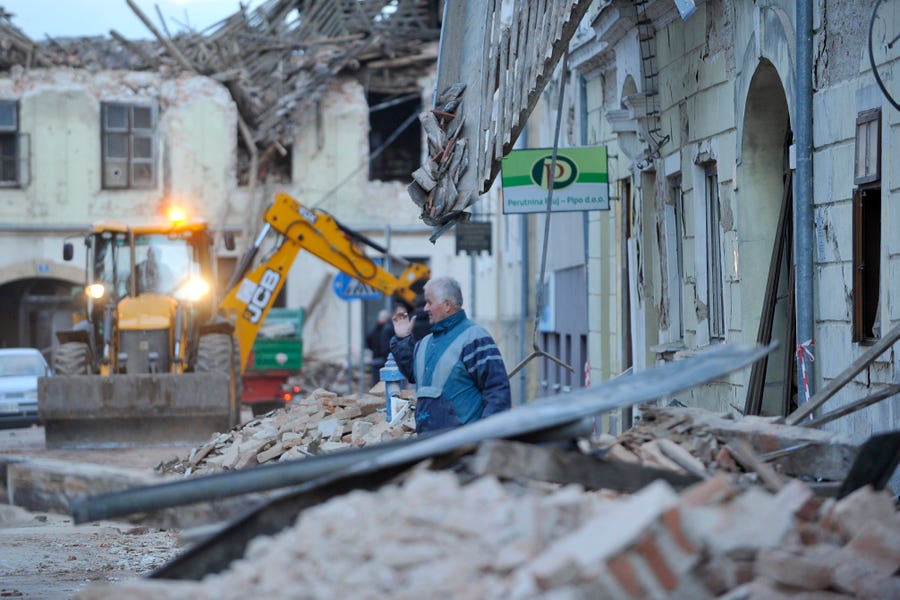 A strong earthquake hit Petrinja in central Croatia, causing major damage southeast of the capital, Zagreb.