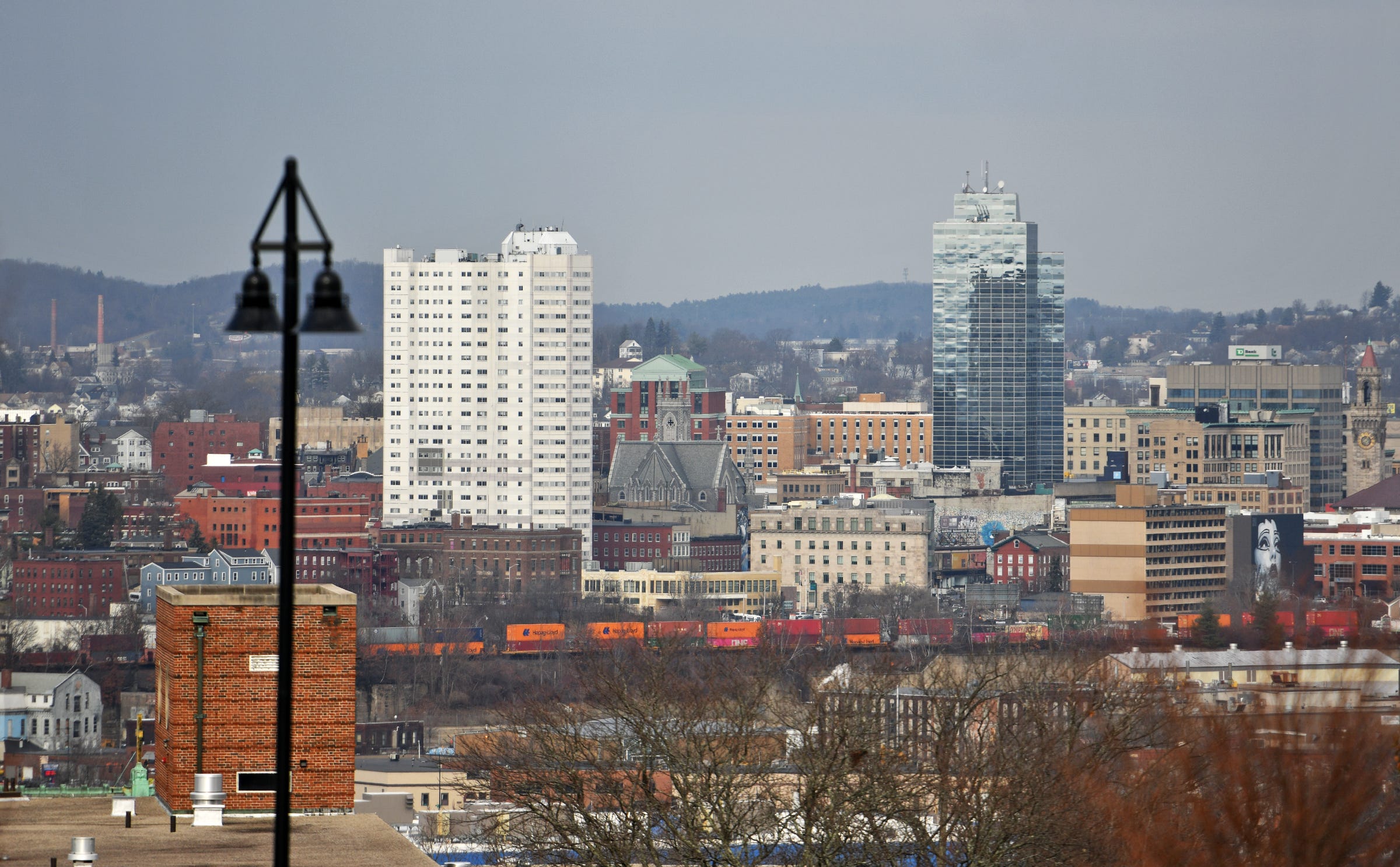 WORCESTER -  A view of downtown from Holy Cross on Monday December 28, 2020.