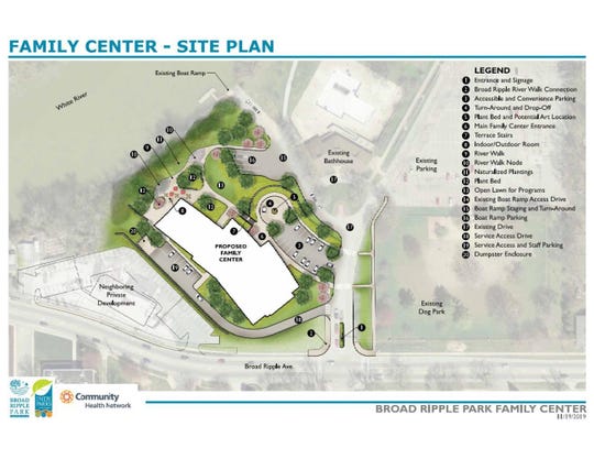 A November 2019 rendering of the proposed family center at Broad Ripple Park.