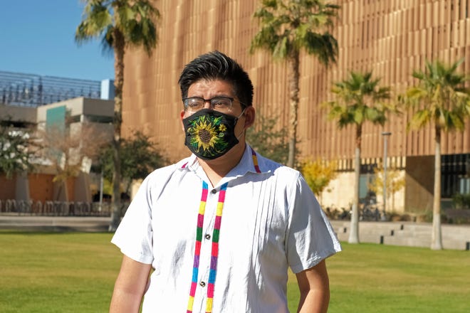 Brian Mecinas, 19, at Arizona State University's Tempe campus on Dec. 30, 2020. Mecinas has dealt with mental health challenges as a climate activist.