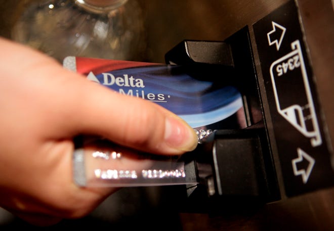 Customers paying with a Delta Rewards credit card.