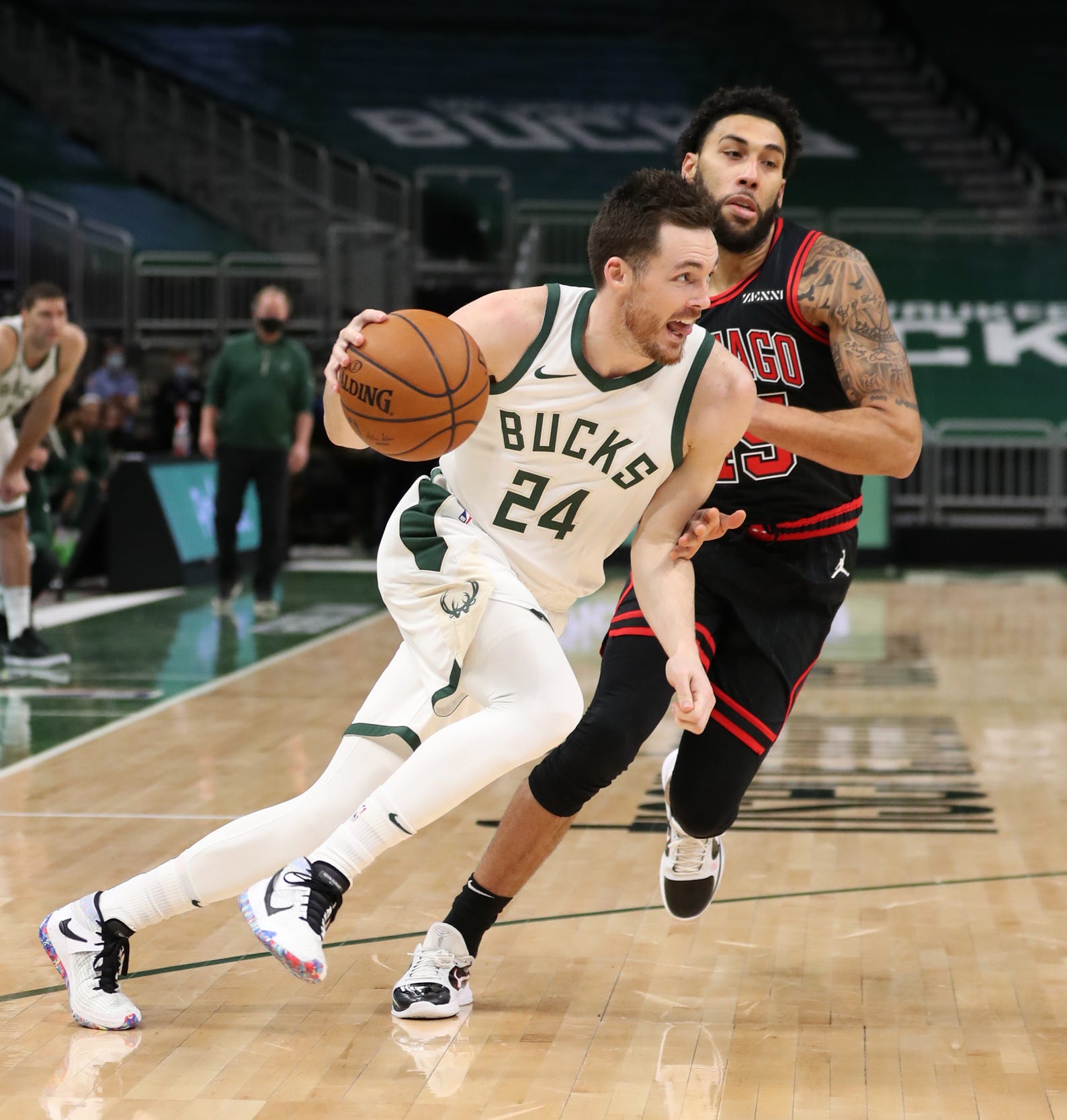 Images from the Bucks' 126-96 victory over the Bulls