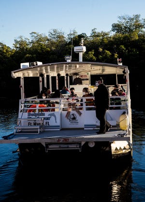 A Banana Bay Tour heads out for a sunset tour recently. Current seating is up to 25 people, about half of its usual capacity.