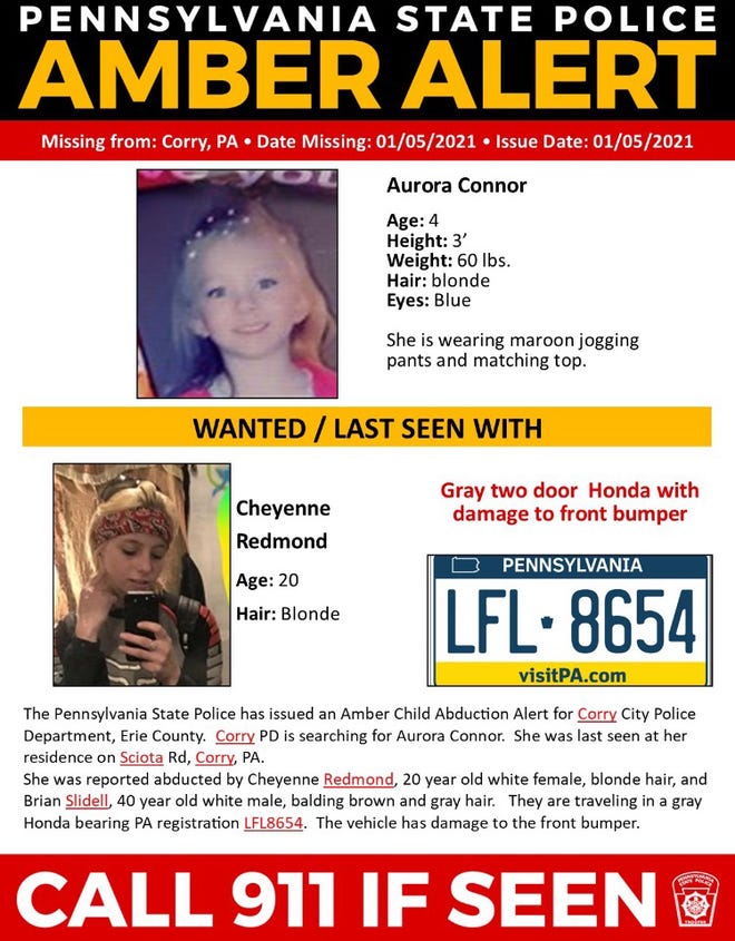 PA Amber Alert: State Police find Corry girl reported ...