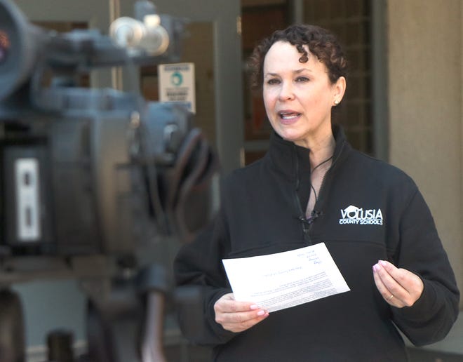 Michelle Newman, Director of Safety and Security at Volusia County Schools speaks to the media, Wednesday January 6, 2021 on Volusia County Schools plan to increase school safety and security.